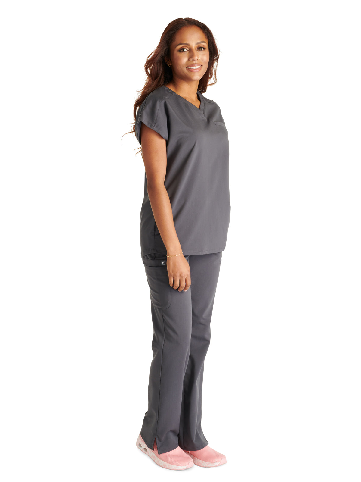 Women's V-Neck Scrub Top - CK836A - Pewter