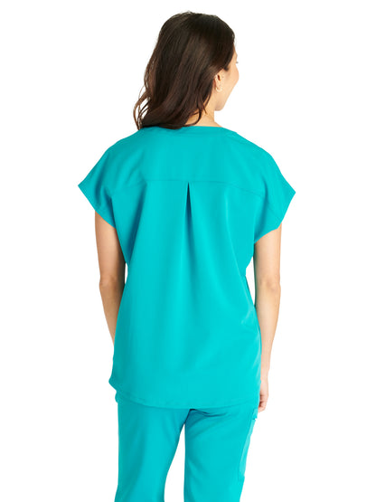 Women's V-Neck Scrub Top - CK836A - Teal Blue