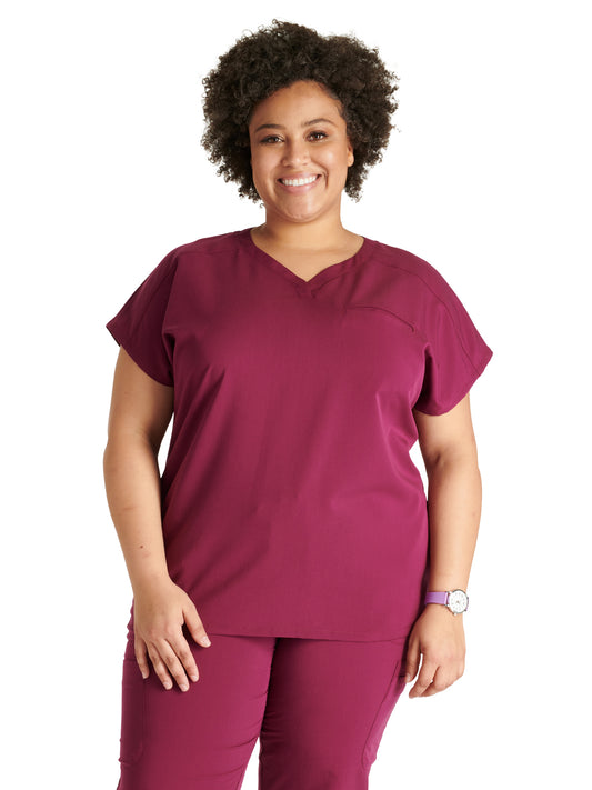 Women's V-Neck Scrub Top - CK836A - Wine