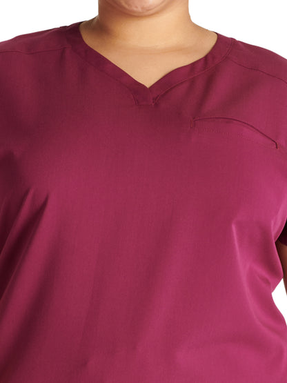 Women's V-Neck Scrub Top - CK836A - Wine