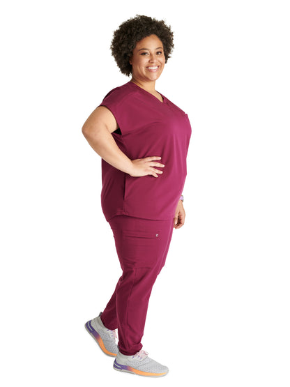 Women's V-Neck Scrub Top - CK836A - Wine