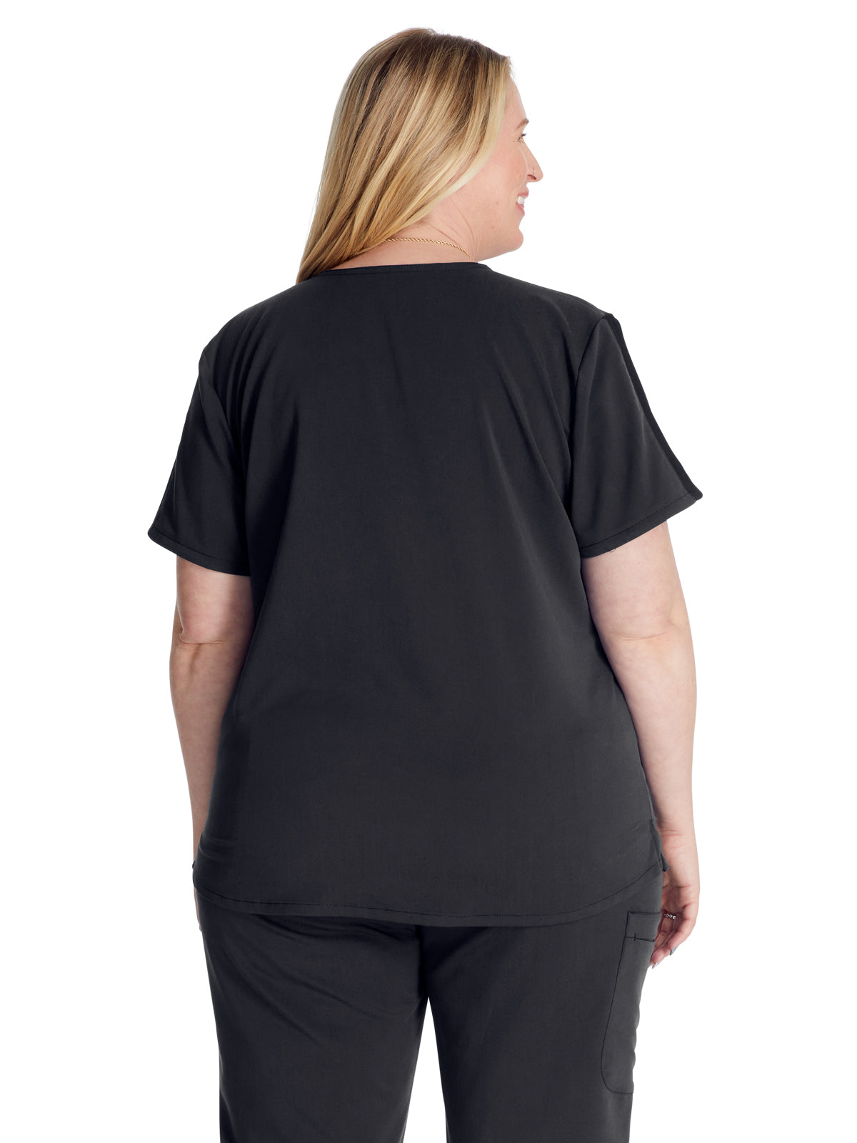 Women's V-Neck Scrub Top - CK837A - Black