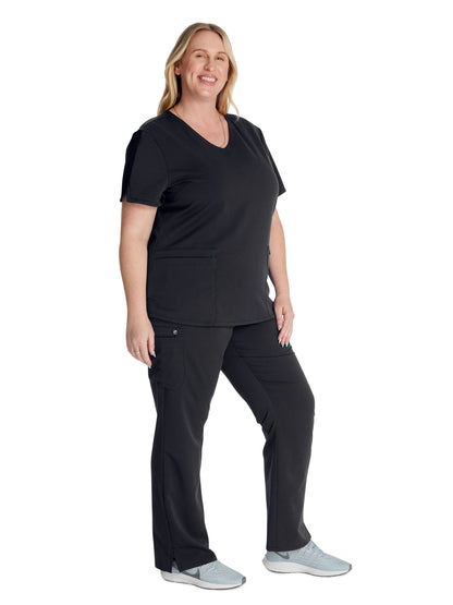 Women's V-Neck Scrub Top - CK837A - Black