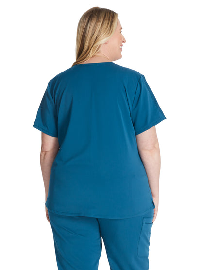 Women's V-Neck Scrub Top - CK837A - Caribbean Blue