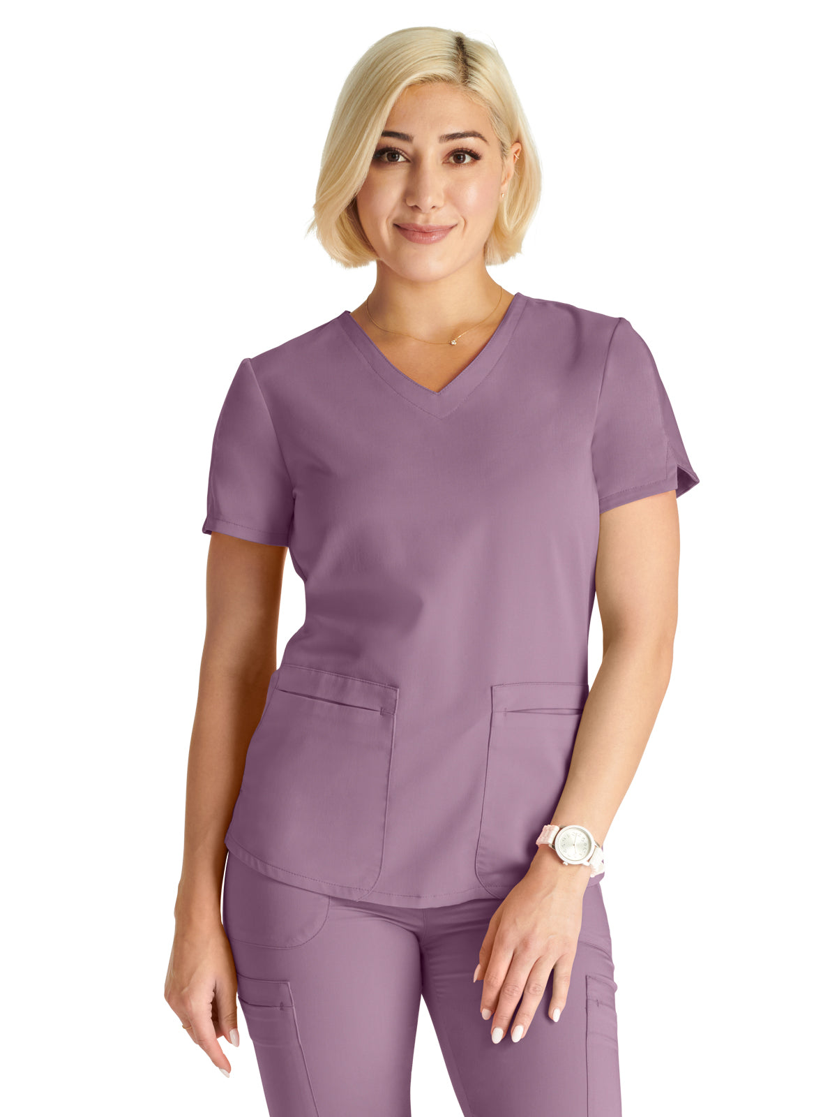 Women's V-Neck Scrub Top - CK837A - Mauve Haze