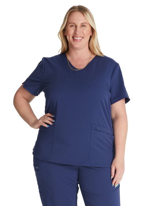 Women's V-Neck Scrub Top - CK837A - Navy