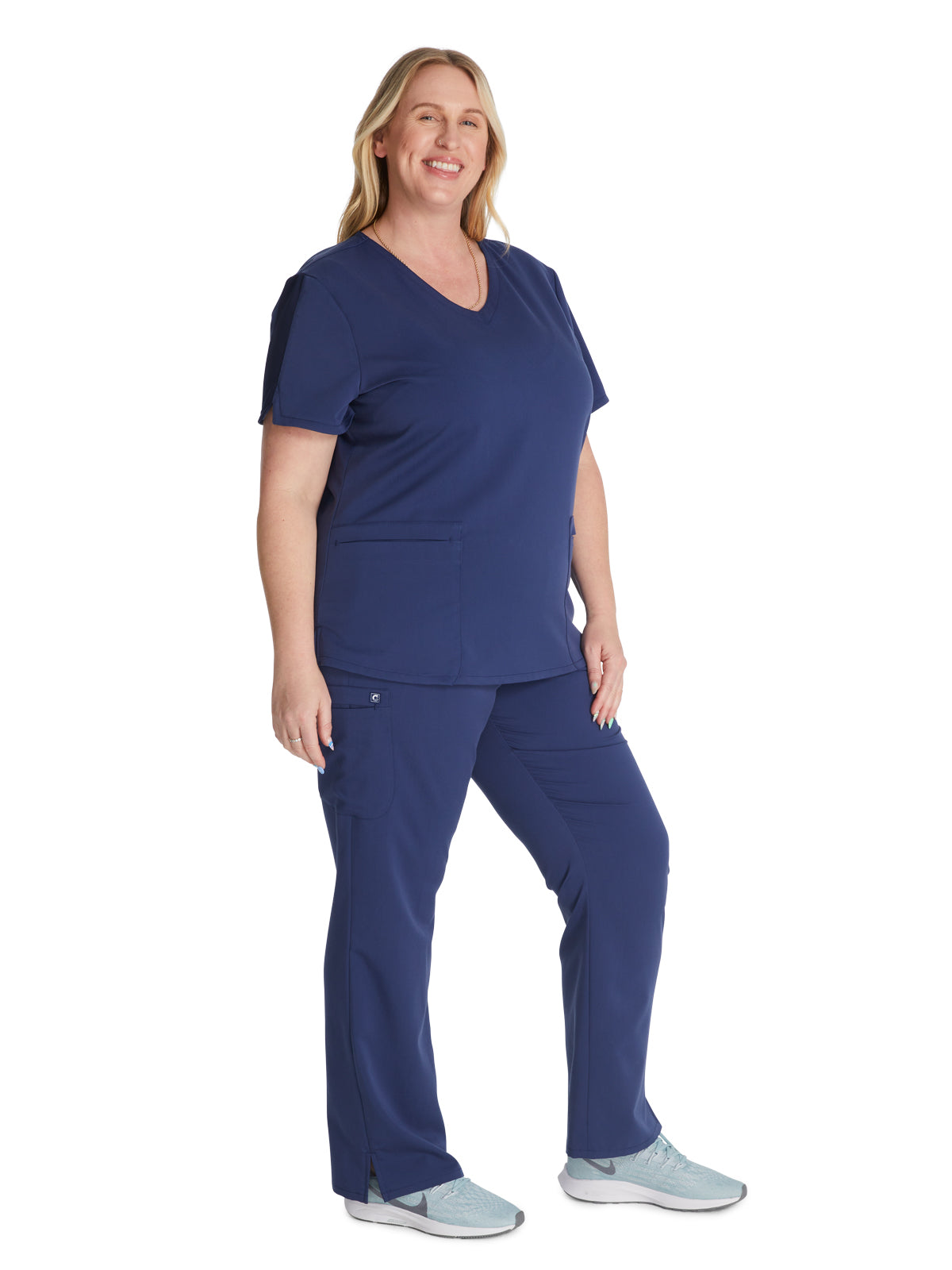 Women's V-Neck Scrub Top - CK837A - Navy