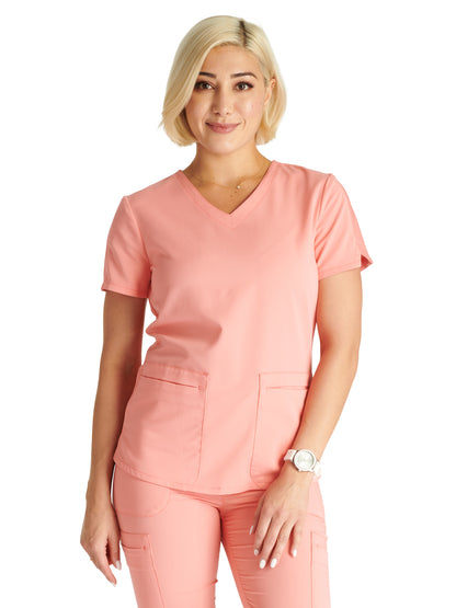 Women's V-Neck Scrub Top - CK837A - Sugar Melon