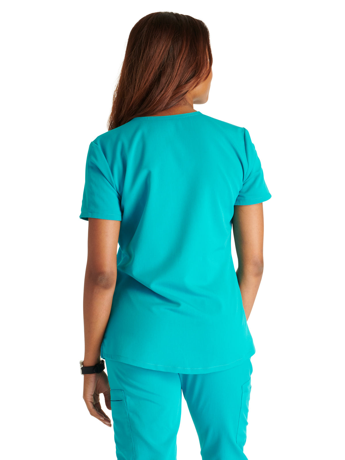 Women's V-Neck Scrub Top - CK837A - Teal Blue