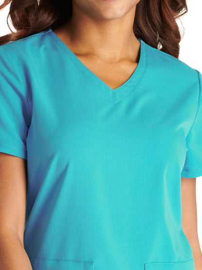 Women's V-Neck Scrub Top - CK837A - Teal Blue