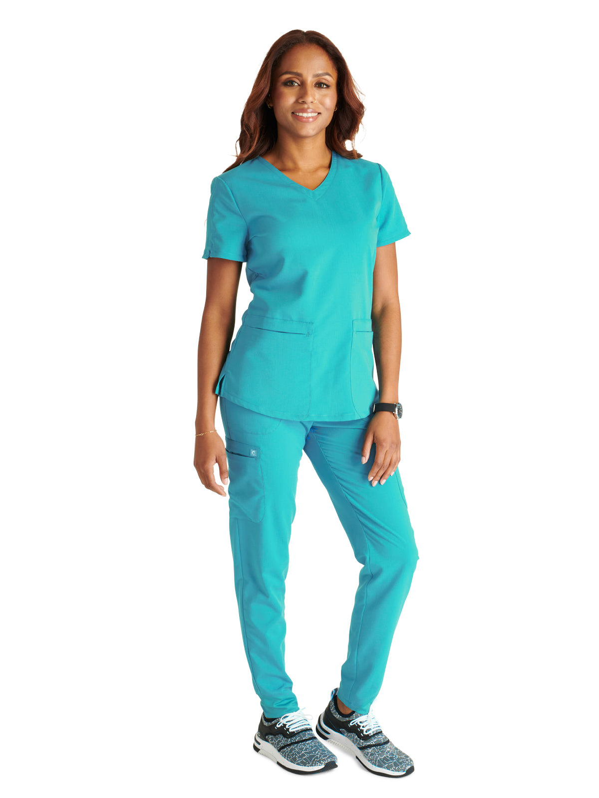 Women's V-Neck Scrub Top - CK837A - Teal Blue