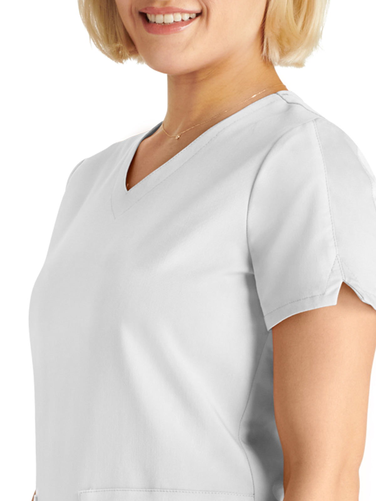 Women's V-Neck Scrub Top - CK837A - White