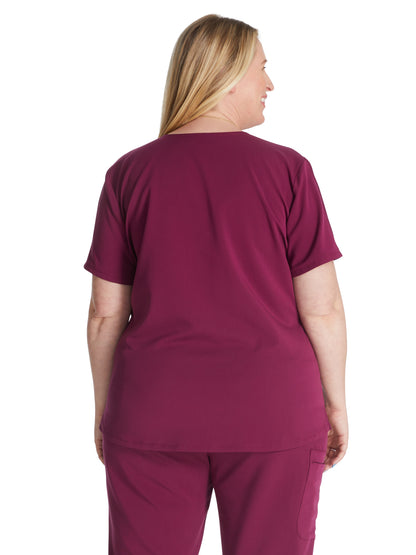 Women's V-Neck Scrub Top - CK837A - Wine