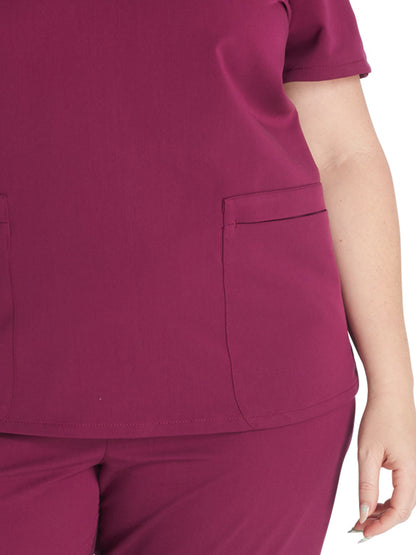 Women's V-Neck Scrub Top - CK837A - Wine