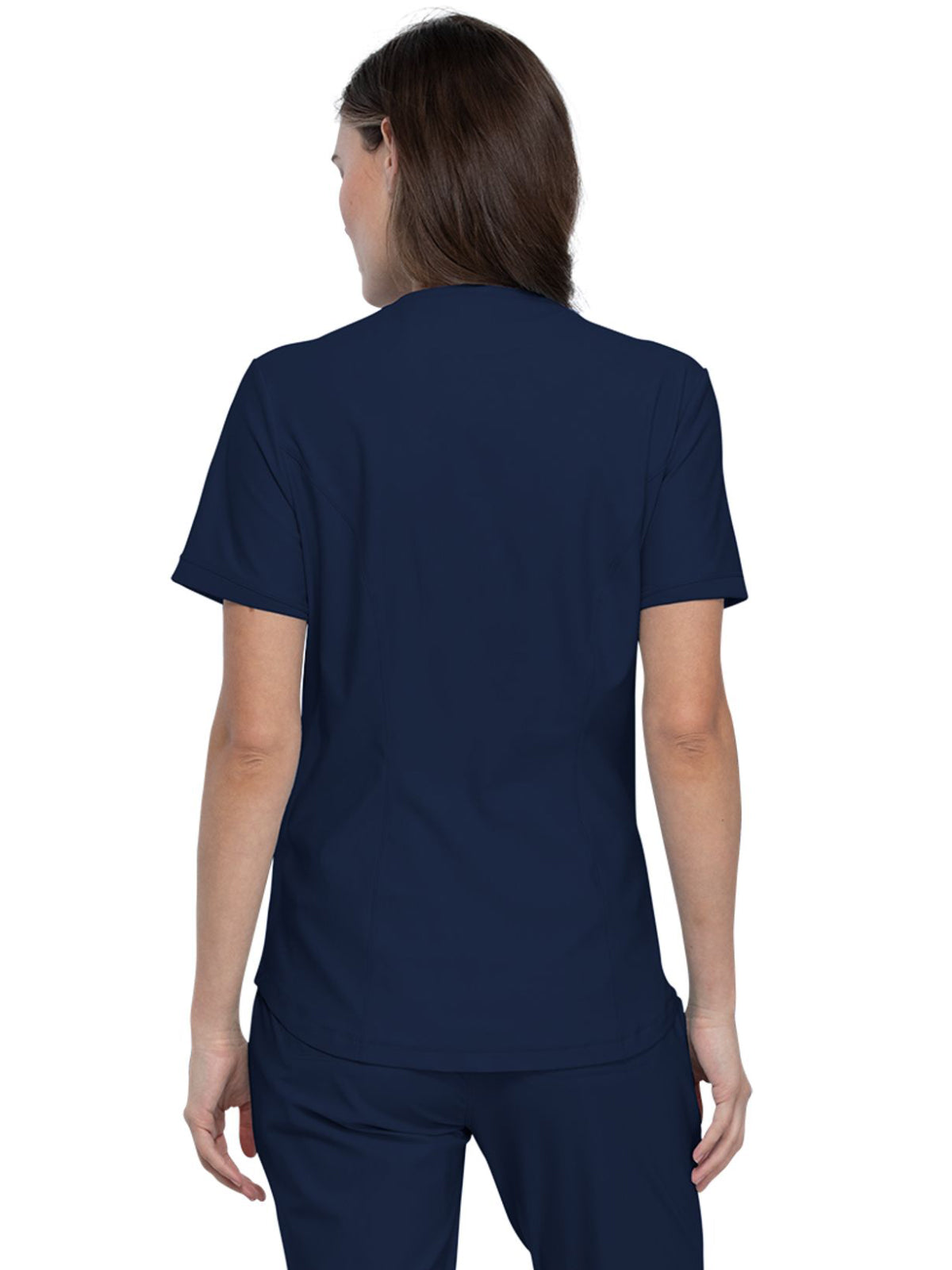 Women's Curved Hemline V-Neck Scrub Top - CK840 - Navy