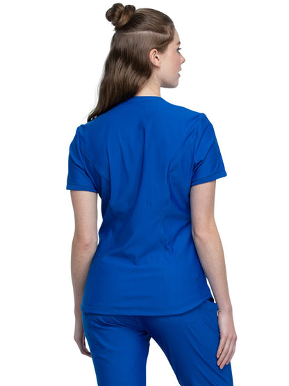 Women's Curved Hemline V-Neck Scrub Top - CK840 - Royal