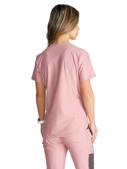 Women's 2-Pocket Contemporary V-Neck Scrub Top - CK843 - Mauve Orchid