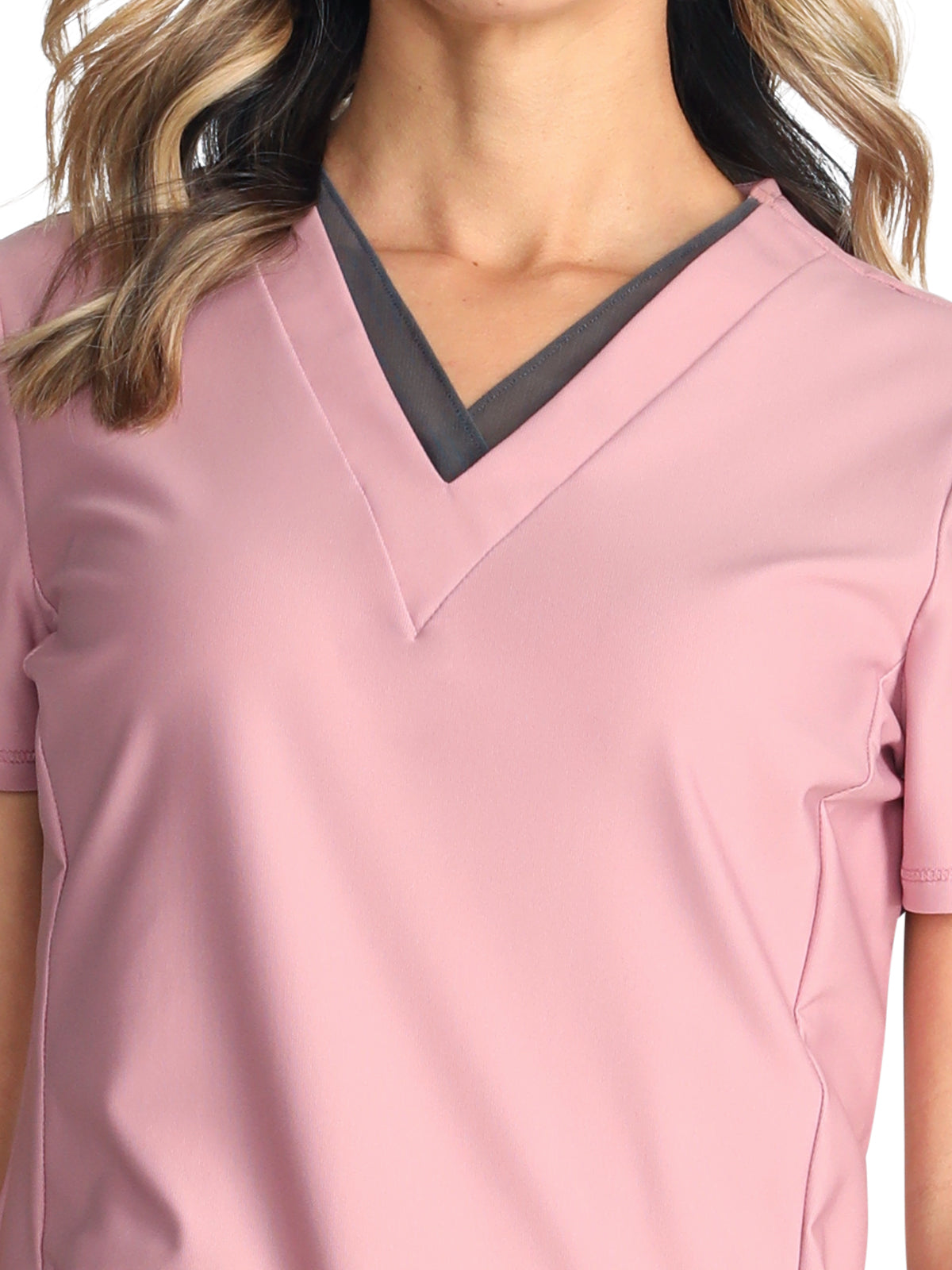 Women's 2-Pocket Contemporary V-Neck Scrub Top - CK843 - Mauve Orchid