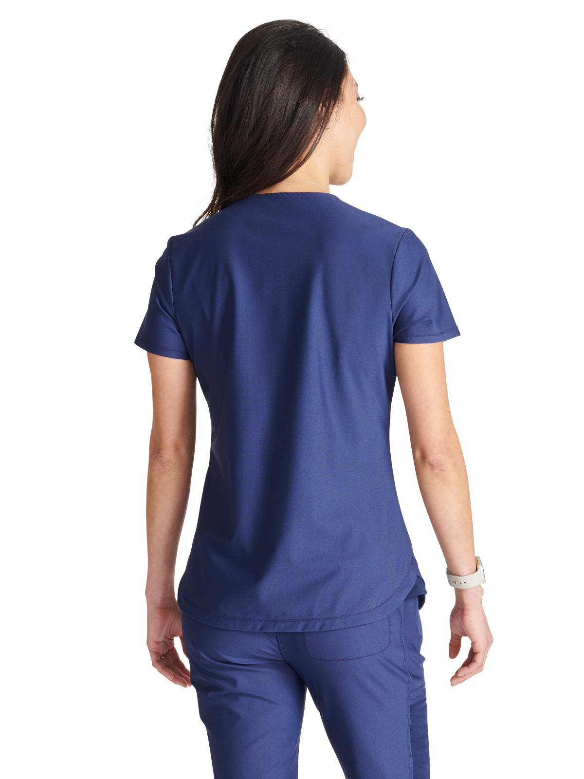 Women's 2-Pocket Contemporary V-Neck Scrub Top - CK843 - Navy