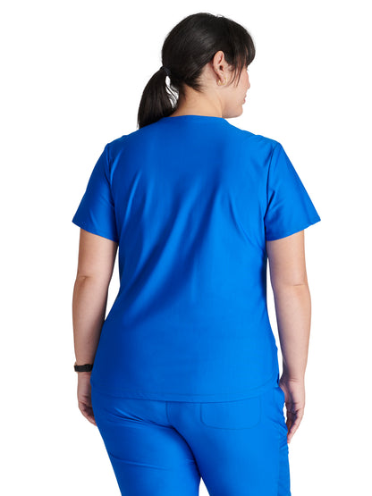 Women's 2-Pocket Contemporary V-Neck Scrub Top - CK843 - Royal