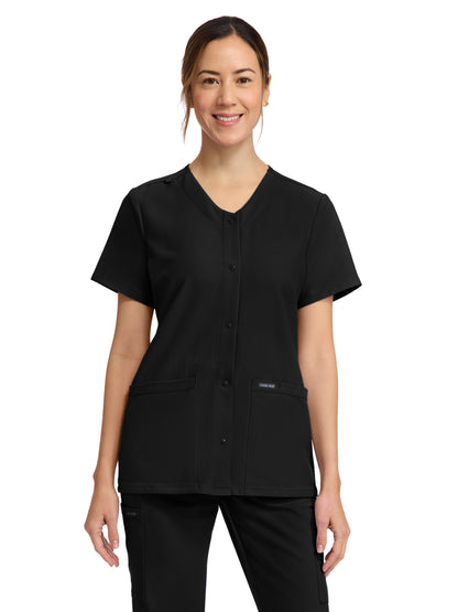 Women's 2-Pocket Snap-Front Top - CK844A - Black
