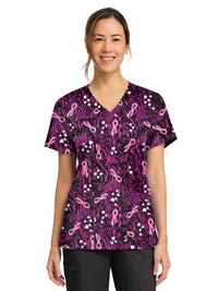 Women's 2-Pocket Print V-Neck Scrub Top - CK856 - Untamed Care