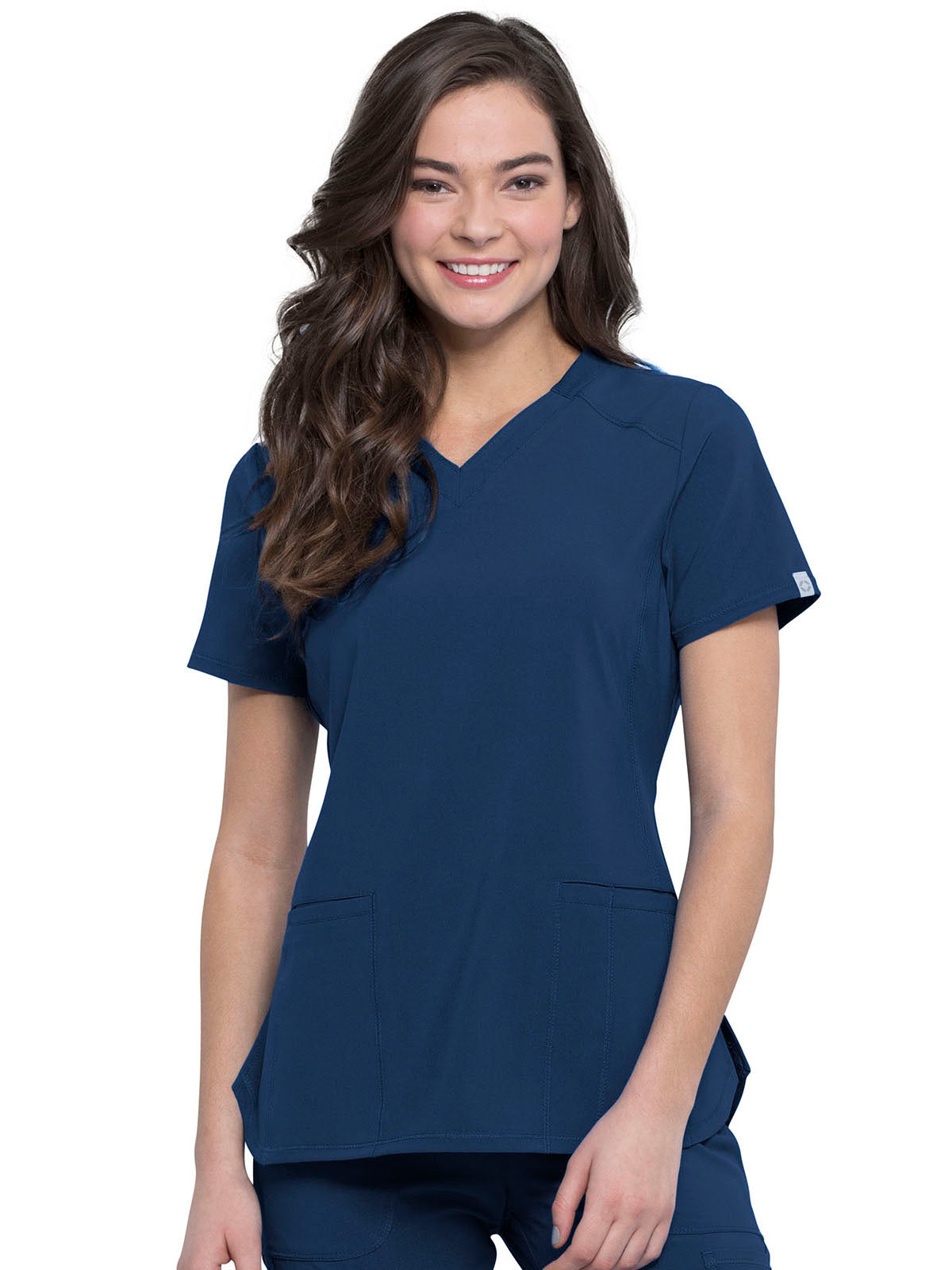 Women's 2-Pocket V-Neck Scrub Top - CK865A - Navy