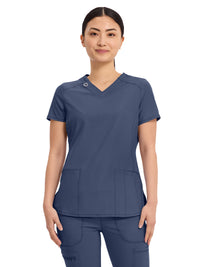 Women's 2-Pocket V-Neck Top - CK865A - Navy