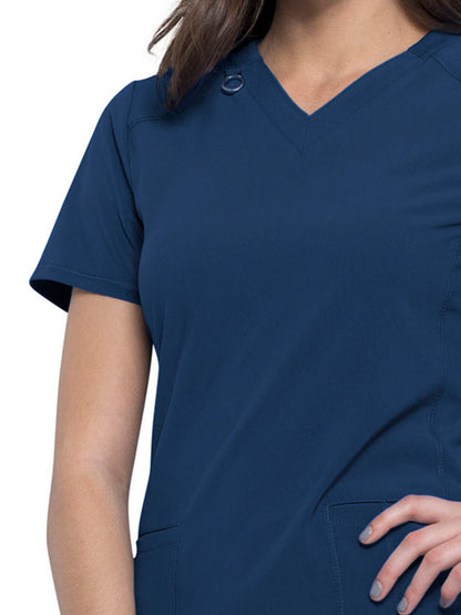 Women's 2-Pocket V-Neck Scrub Top - CK865A - Navy