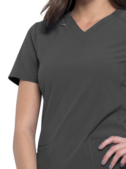 Women's 2-Pocket V-Neck Scrub Top - CK865A - Pewter