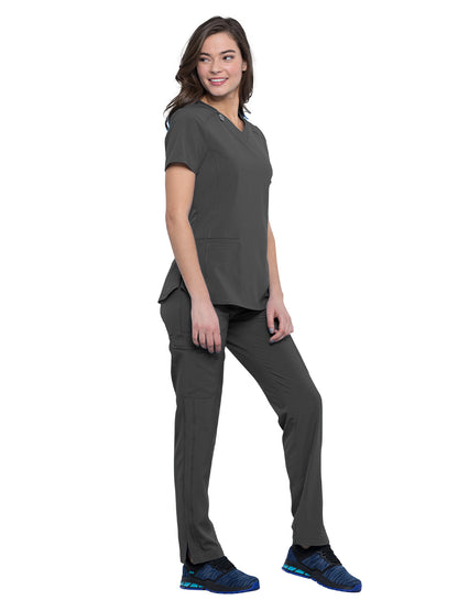 Women's 2-Pocket V-Neck Scrub Top - CK865A - Pewter