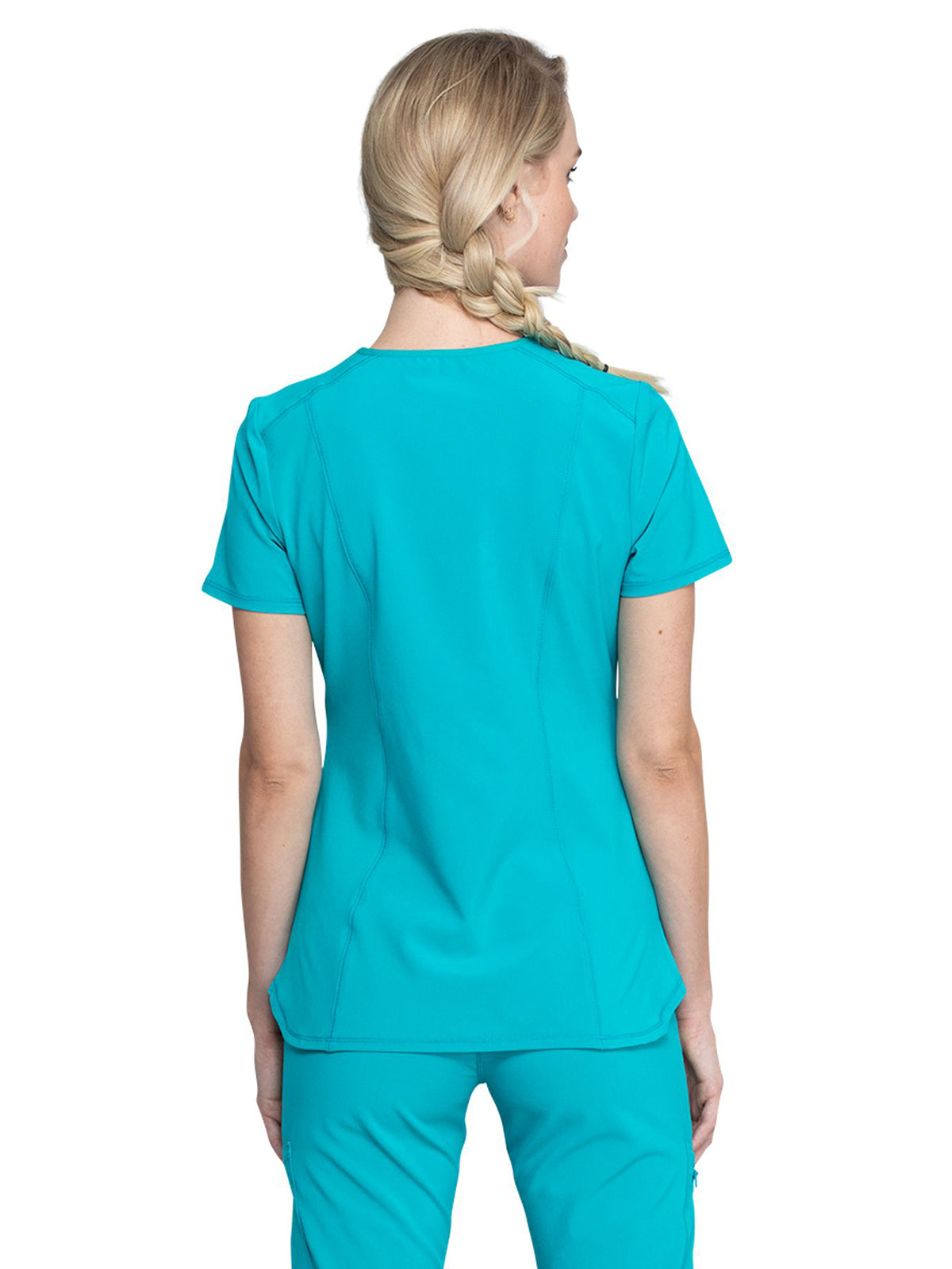 Women's 2-Pocket V-Neck Scrub Top - CK865A - Teal Blue