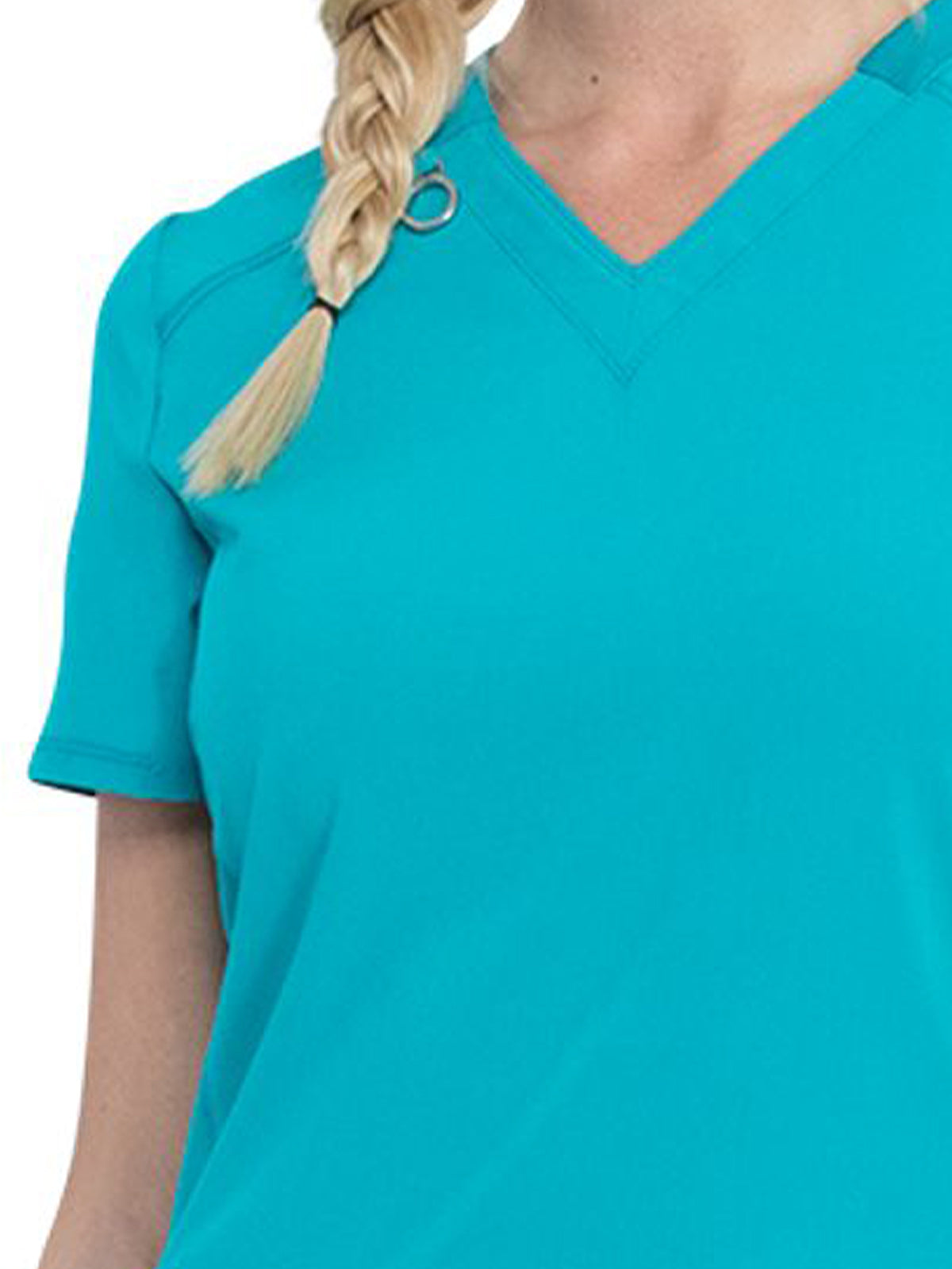 Women's 2-Pocket V-Neck Scrub Top - CK865A - Teal Blue