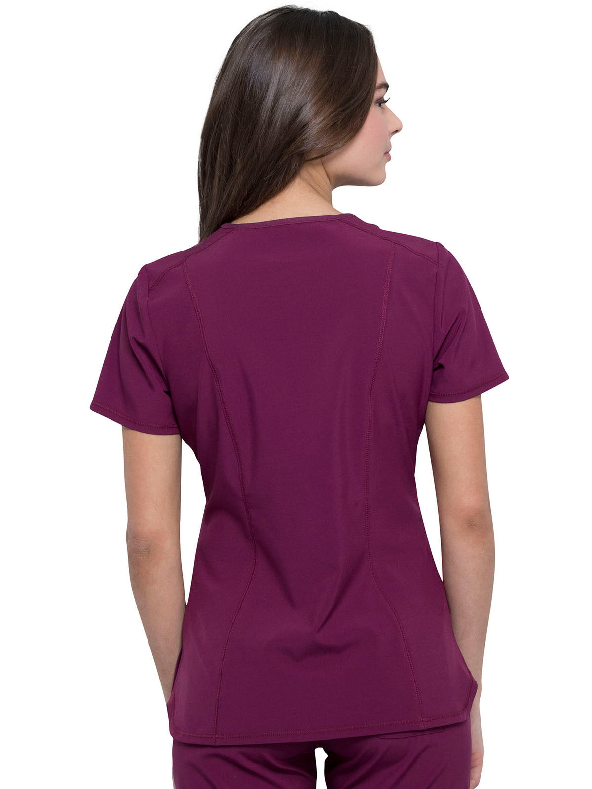 Women's 2-Pocket V-Neck Scrub Top - CK865A - Wine