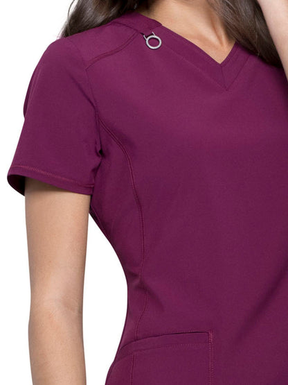 Women's 2-Pocket V-Neck Scrub Top - CK865A - Wine