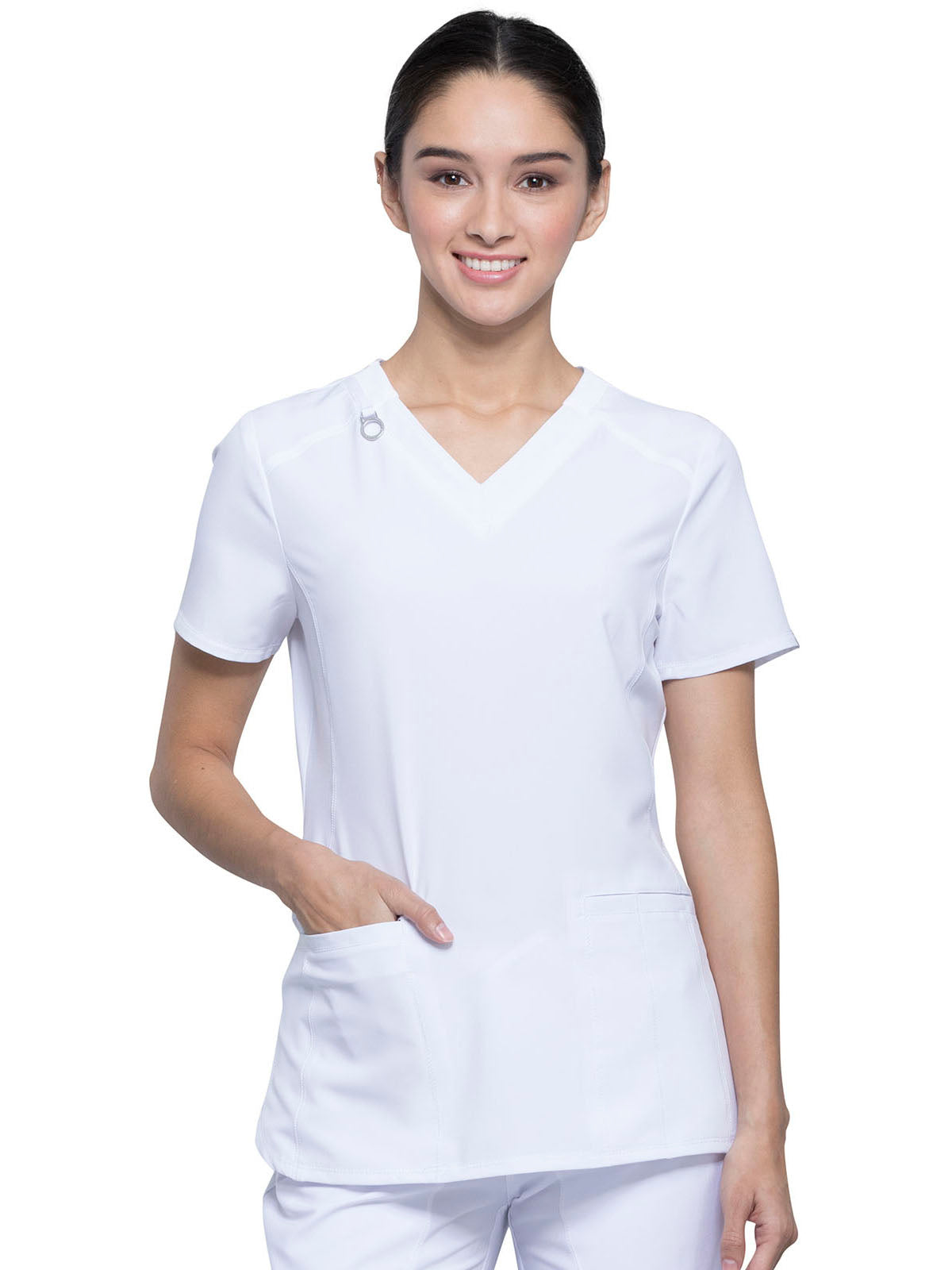 Women's 2-Pocket V-Neck Scrub Top - CK865A - White