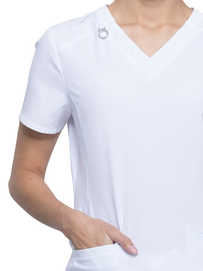 Women's 2-Pocket V-Neck Scrub Top - CK865A - White