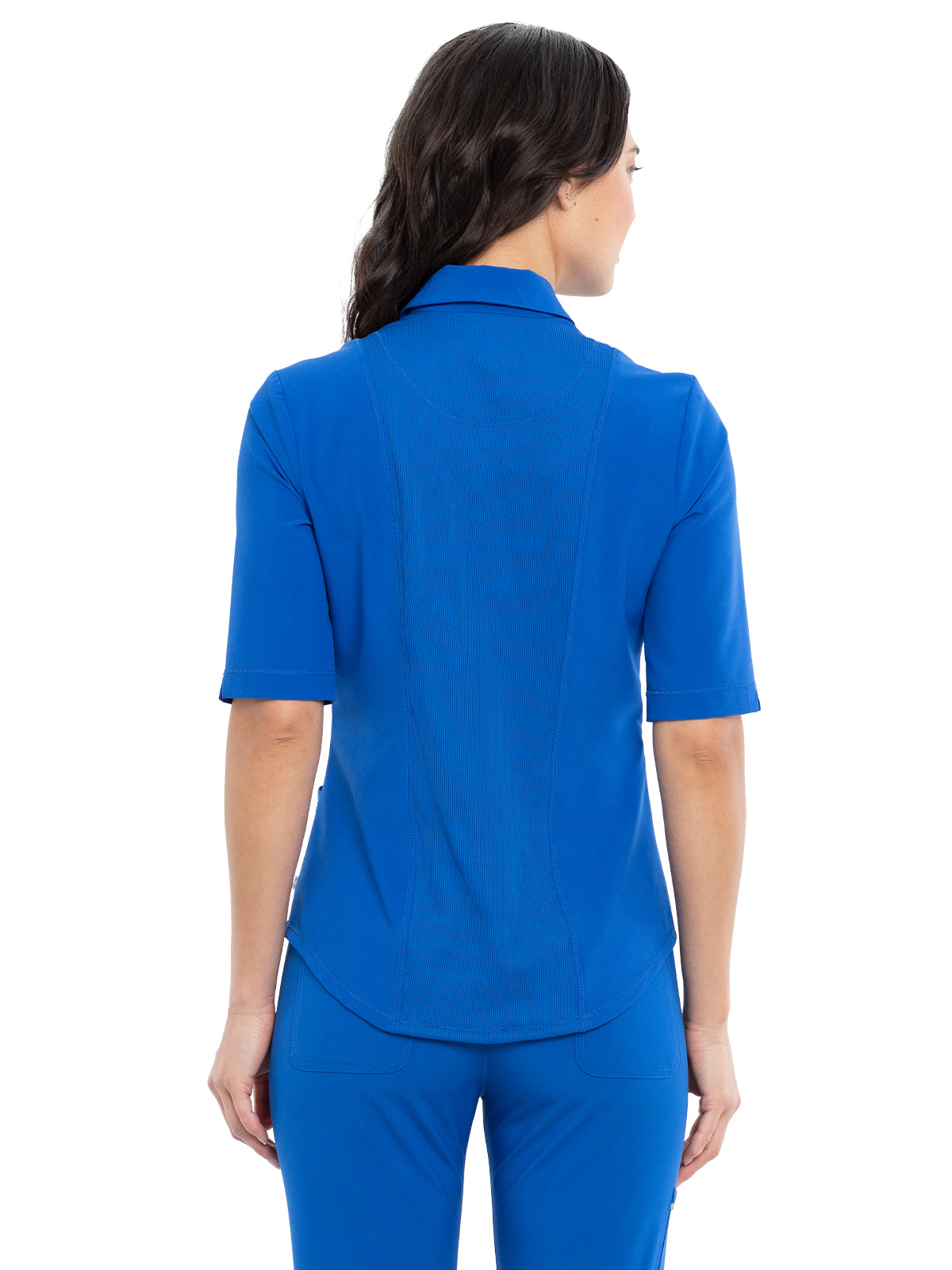 Women's Elbow Length Sleeved 3 Pocket Polo Shirt - CK872A - Royal