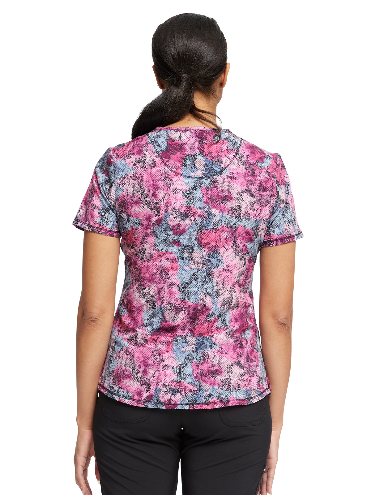 Women's 3-Pocket Round Neck Print Top - CK880 - Hiss Or Miss