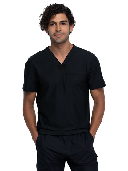 Men's Contouring Tuckable V-Neck Scrub Top - CK885 - Black