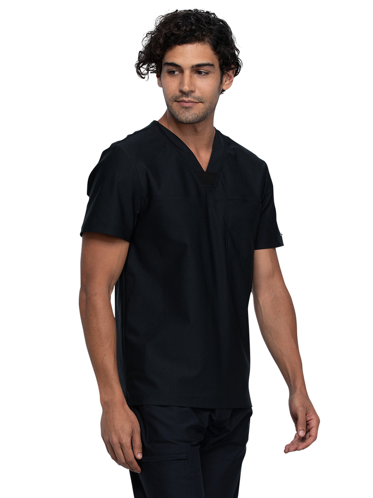 Men's Contouring Tuckable V-Neck Scrub Top - CK885 - Black