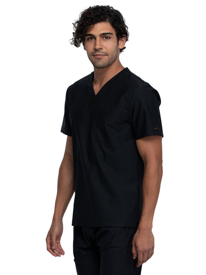 Men's Contouring Tuckable V-Neck Scrub Top - CK885 - Black