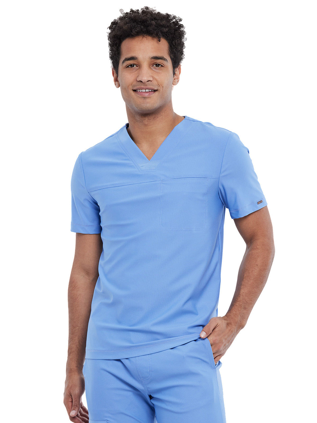 Men's Contouring Tuckable V-Neck Scrub Top - CK885 - Ciel Blue