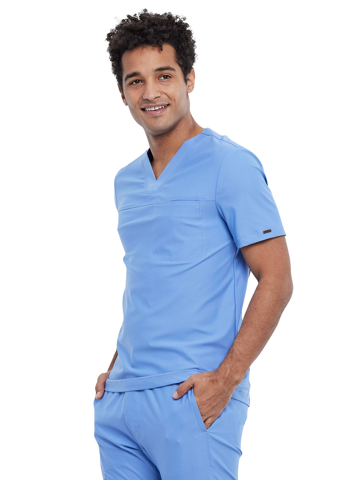 Men's Contouring Tuckable V-Neck Scrub Top - CK885 - Ciel Blue