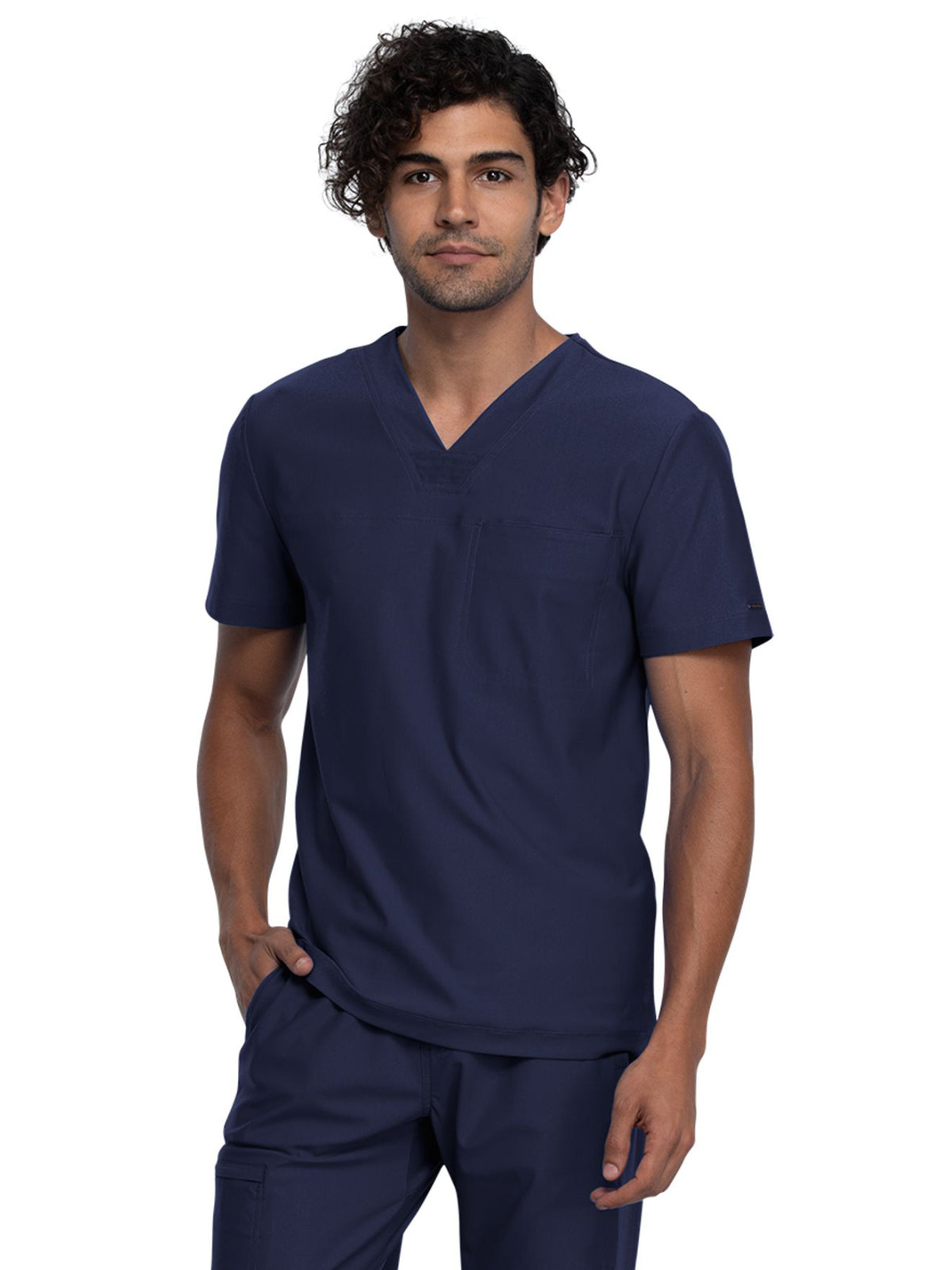 Men's Contouring Tuckable V-Neck Scrub Top - CK885 - Navy