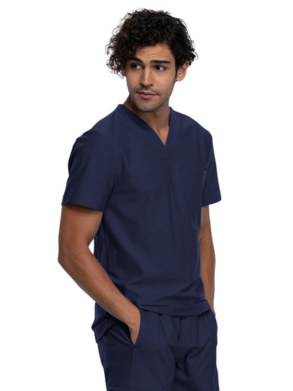 Men's Contouring Tuckable V-Neck Scrub Top - CK885 - Navy