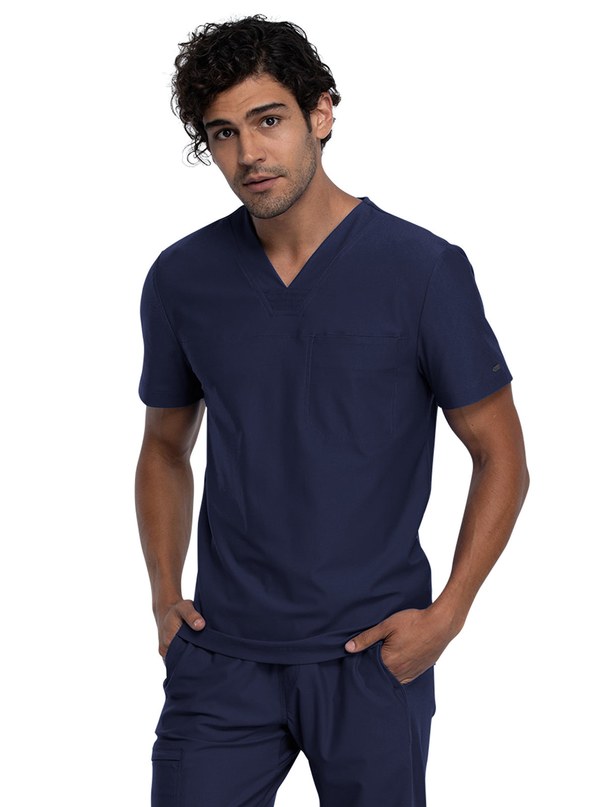 Men's Contouring Tuckable V-Neck Scrub Top - CK885 - Navy