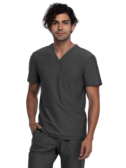 Men's Contouring Tuckable V-Neck Scrub Top - CK885 - Pewter