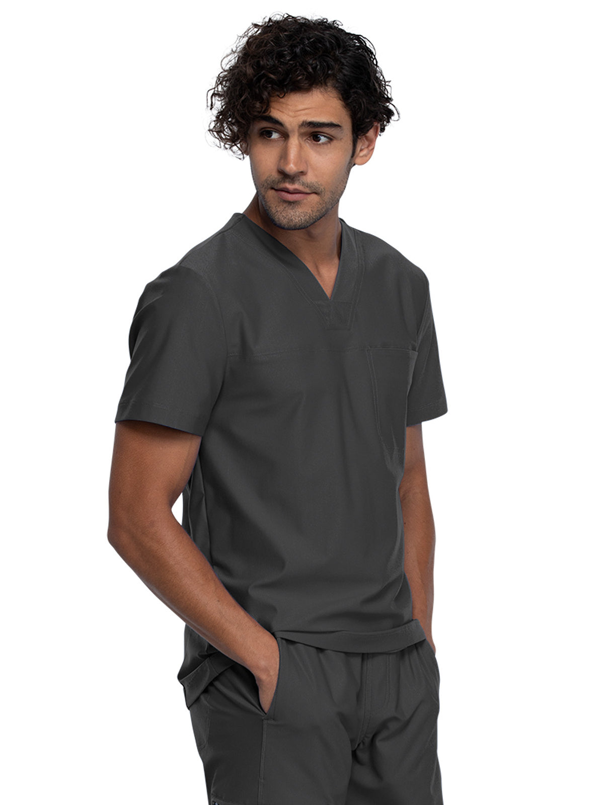 Men's Contouring Tuckable V-Neck Scrub Top - CK885 - Pewter