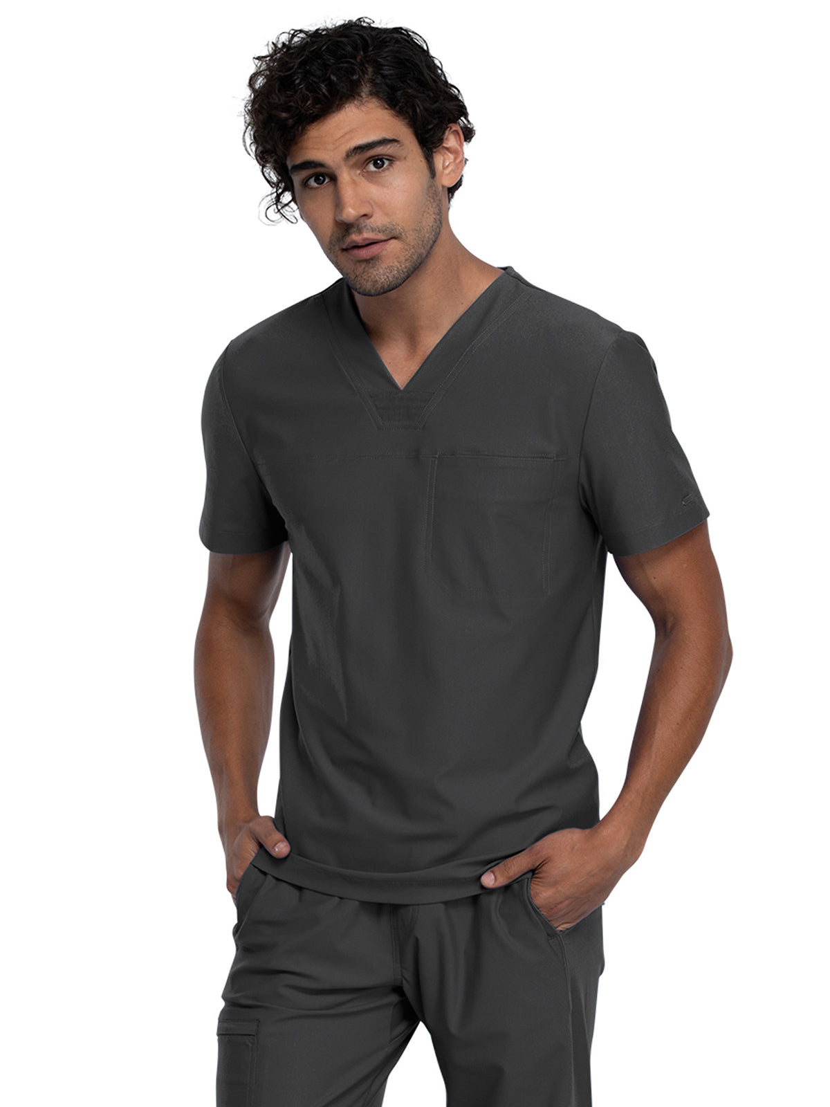 Men's Contouring Tuckable V-Neck Scrub Top - CK885 - Pewter